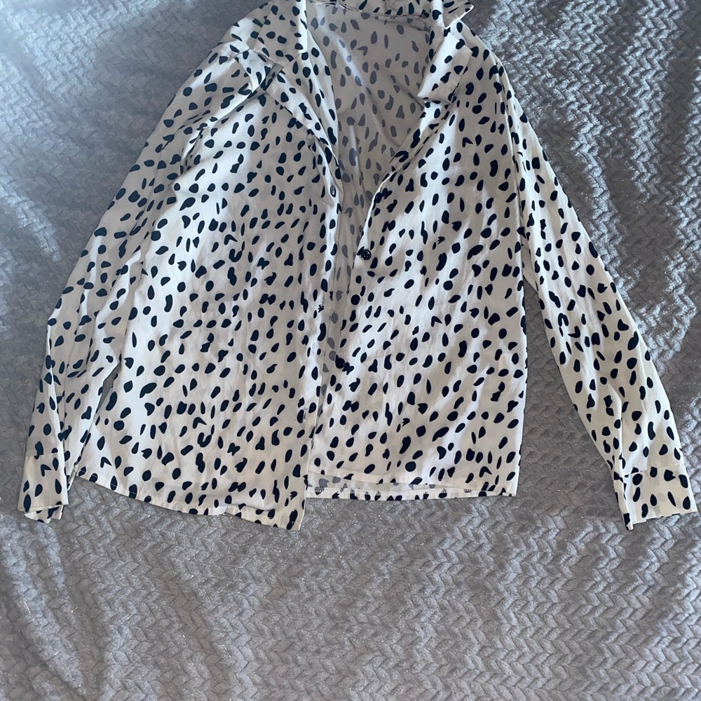 Stylish Black and White Animal Print Blouse